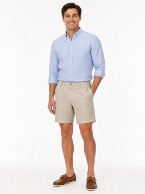 Jos. A. Bank Reserve Khaki Stripe Linen Blend Flat Front Shorts Mens Size 40